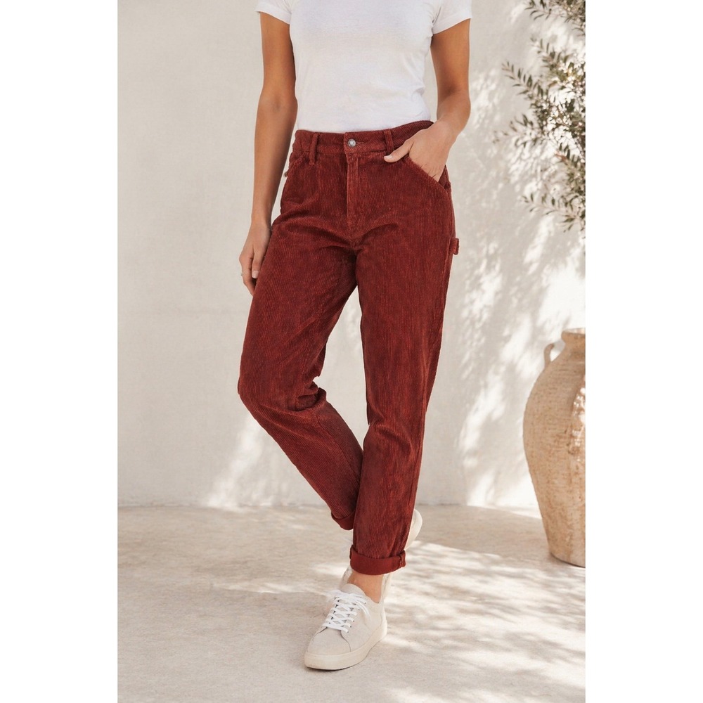 Judy Blue Corduroy Pants Womens 31 Rust Orange Cargo‎ Slim Fit High Rise